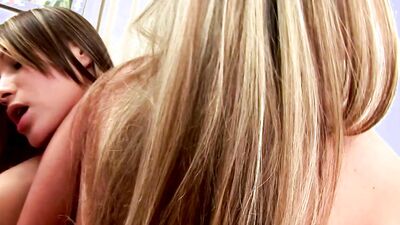 Attractive lesbians with small tits love to fuck around with those anal double ended dildos