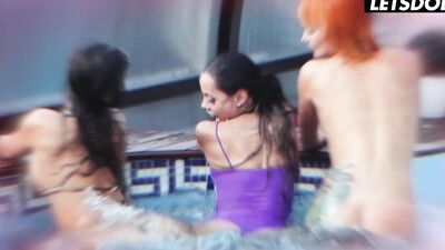 Horny Lesbians Susy Gala, Canela Skin and Kessy Shy Steamy Sex By The Pool - A GIRL KNOWS