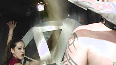 A sexually aroused male horse ventured into the lair of two attractive dominatrixes and had a satisf