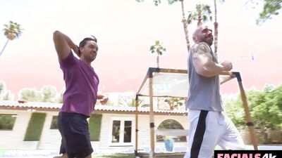 Two Big Cocks Unload On Allie Addison's Face