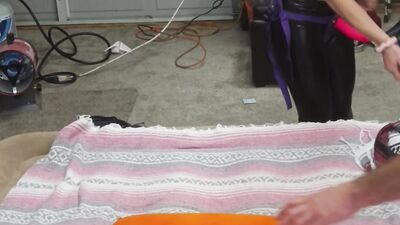 she peggs him after eating his ass and sucking his dick