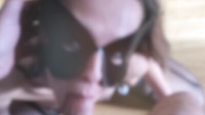 Big ass secretary in black stockings and high heels gets deepthroated with no hands and swallows cum