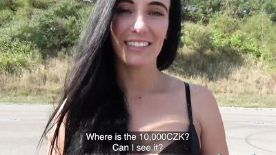 Public Agent - Daring brunette gets her tits out on the side of the road and has risky outdoor sex
