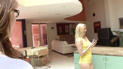 Tempting lesbian blondes with pierced boobs have gone too far with ass licking