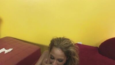 Out of This World Brunette Slave Girl Gives Awesome Blowjobs During the Orgy