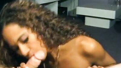 A skinny ebony babe is getting licked and fucked by his tiny dick