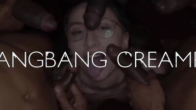 Dirty Slutty Blonde Loves Getting Swarmed By Cock In Gangbang