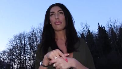 Public Agent Northern Lass catches Euro perv wanking his cock outside and gets creampie in basement