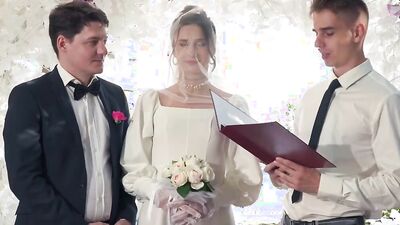 VIP4K. Bride was fucked hard and got anal creampie while guests were watching