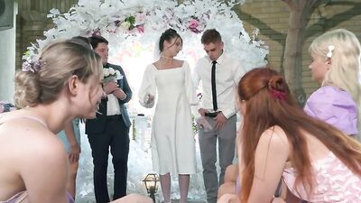 VIP4K. Bride was fucked hard and got anal creampie while guests were watching