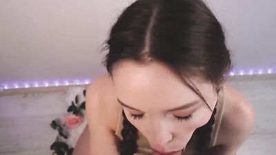 Blowjob with lips in red lipstick
