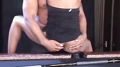 Short Haired Ebony Babe with Hairy Pussy and Small Tits Is Hardcore Smashed
