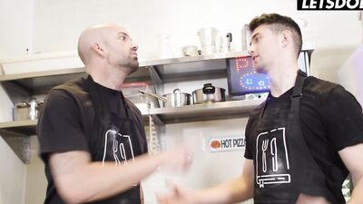 StepMom Miss Jackson Fucked By Two Cocks At Pizzeria - LATINA MILF