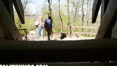 REALITY KINGS - Curvy Blonde Miss Jackson Lets Lucky Marco Explore Her Hot Body In The Woods