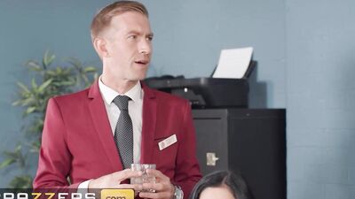 BRAZZERS - Danny & Chris Spitroast Clea Gaultier, Each Taking Turns Fucking Her Mouth And Pussy