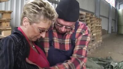 Granny goes to a farm and she gets fucked by the dirty farmer