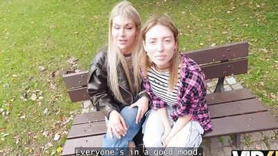 VIP4K. Hot and playful blonde Zlata Shine is cheating on her GF with a Big Boss