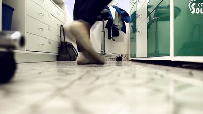First day obedience training at a new job (footdom, boss feet, big feet, doctor feet, foot worship)