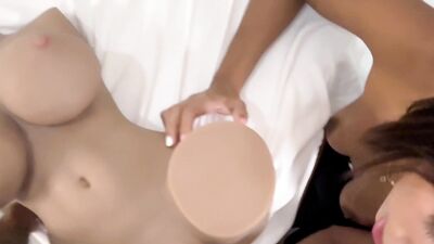 Skinny 18 year old Colombian babe lets her cuckold boyfriend fuck a TANTALY doll and cum in her mouth! Aishadanveer
