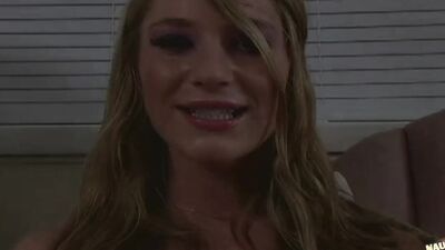 This beautiful blonde babe was rubbing her pussy hard and getting a hard anal fucking