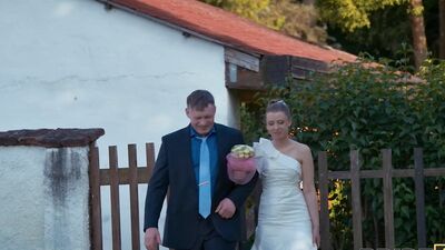 BRIDE4K. Shy bride with natural tits is fucked roughly in front of everyone in public