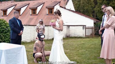BRIDE4K. Shy bride with natural tits is fucked roughly in front of everyone in public