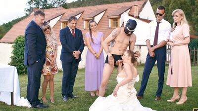 BRIDE4K. Shy bride with natural tits is fucked roughly in front of everyone in public
