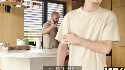 VIP4K. Hot Una Fairy with natural tits sucked her BF's cock and then fucked his old man