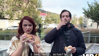 VIP4K. Hot redhead Norah Juliette was asked to show her natural tits and fucked in front of her BF