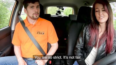 CINDY SHINE climbs on top of a car to fuck her driving instructor - Fake Driving School