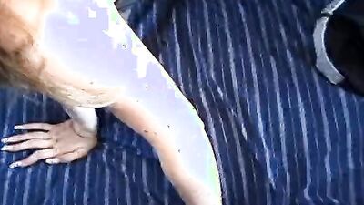 Blonde teen gets her pussy screwed by a black guy with huge dick