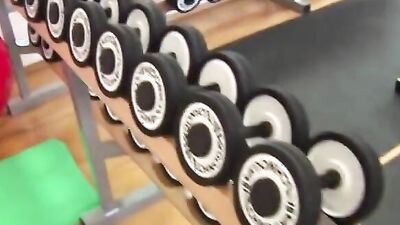 German Gym Babe Fucking on the Bench Press