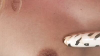 Gorgeous blonde shows her pink hole
