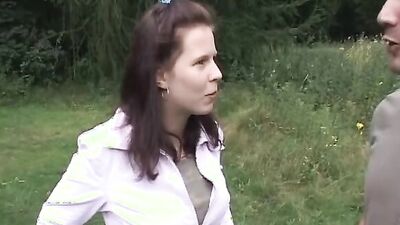 Two big dicks for a horny brunette German bitch