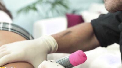 HOT Tattooed brunette with Perfect Body fucked during her tattoo - FAKEhub