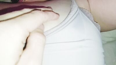 My stepsister in stockings with big juicy ass and tight pussy asked me to oil her ass and play