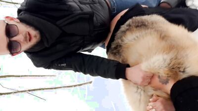 Sex with stepmom in a winter park