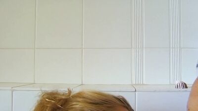 Blonde sucks on her stepbrother's stem