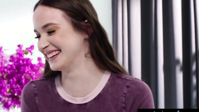 GIRLSWAY - Shook Brunette Hazel Moore Caught Petite Roommate Liz Jordan Humping Her Pillow