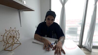 The doctor sucks my cock in the office