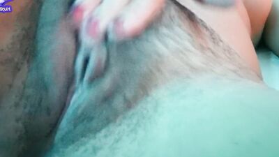 Gothic babe masturbates her pink hairy pussy while moaning a lot, her MILF stepmom records her with her cell phone, lesbian POV