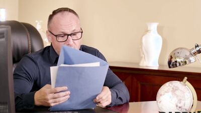 DADDY4K. Hot Czech slut came to the interview and was fucked on the table by her BF’s StepDaddy