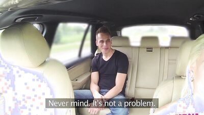 Blonde with great tits and ass give a guy FULL SEX - Female Fake Taxi
