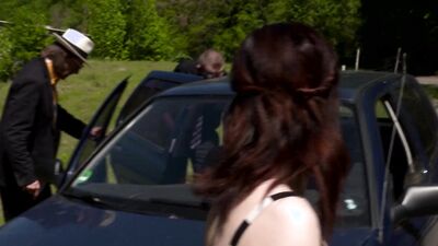 Hot threesome fuck with hot babe Scarlet Rose