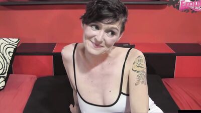 German amateur gangbang casting with a skinny milf