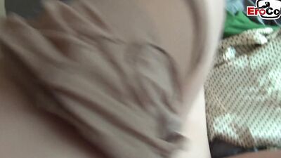 Brunette German slut in pantyhose gets fucked by old peeping tom