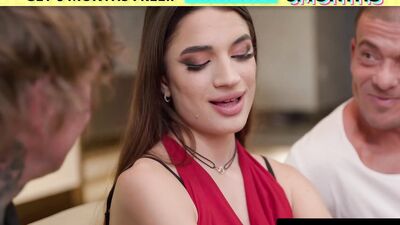 ADULT TIME - Horny French Babe Candie Luciani Double Penetrated By Tutors DUring ENglish Lesson!