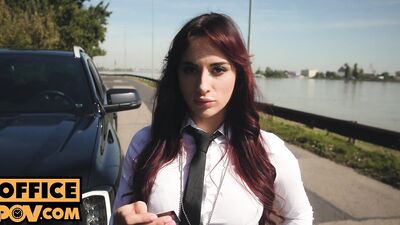 Dirty cop Audrey Reid blows and fucks you in the station