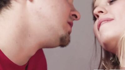 MY18TEENS - Petite blonde teen fucks with two guys