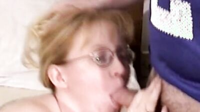 Tiny dick guy gets a blowjob from a blondie and fucks her later